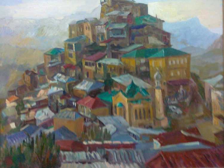 Живопись пейзаж горный Таджикистан