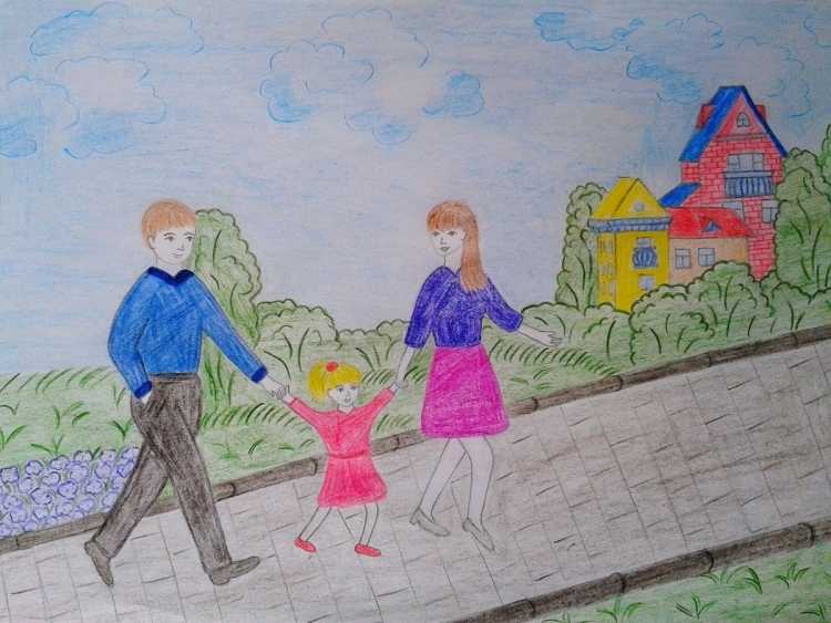 Рисунок мама папа я дружная семья