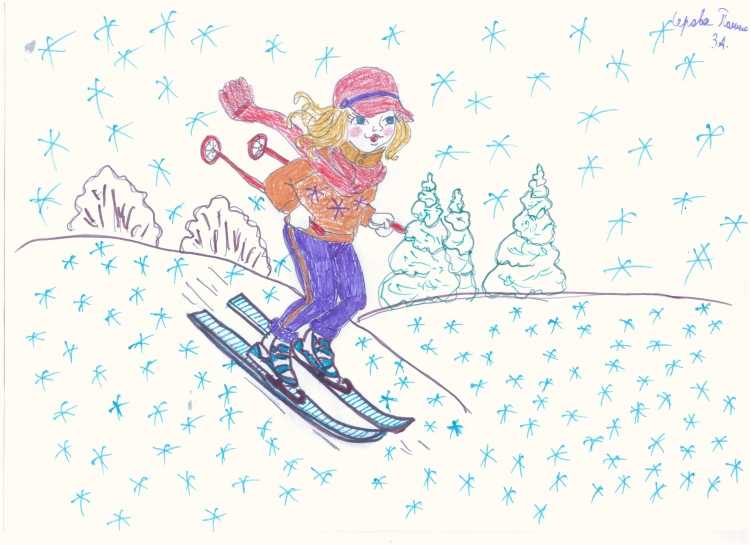 Лыжи рисунок для детей