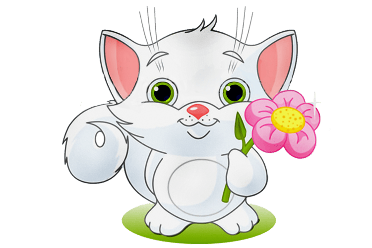 Мультяшный кот с цветами