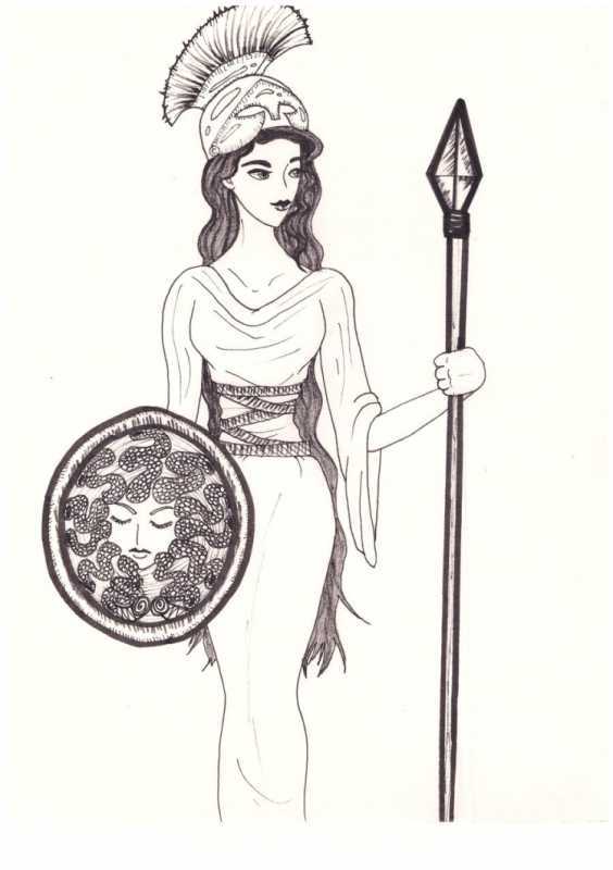 Древнегреческая богиня Афина раскраска