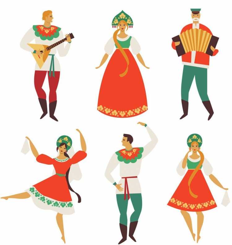 Силуэты людей в национальных костюмах