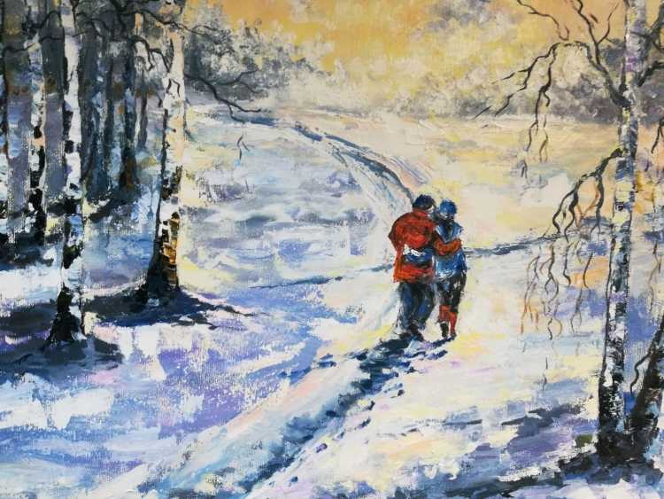 Живопись зимняя прогулка
