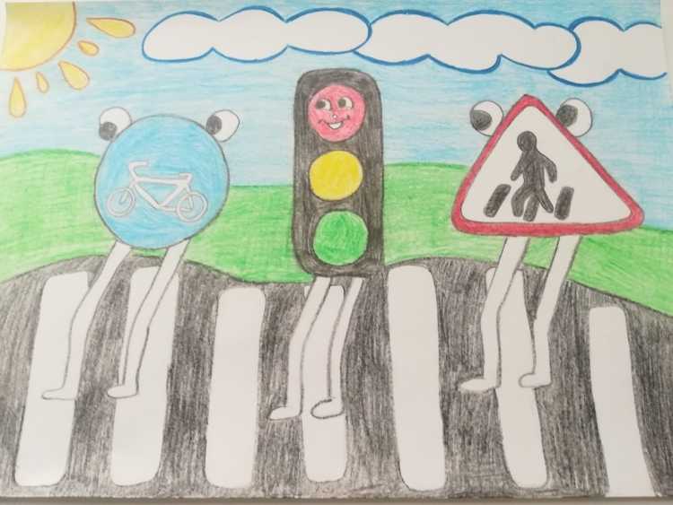 Детские рисунки на тему ПДД