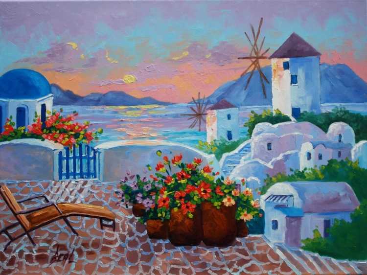 Картины пейзаж Санторини