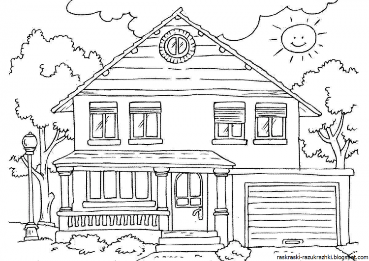 Раскраска. Домики