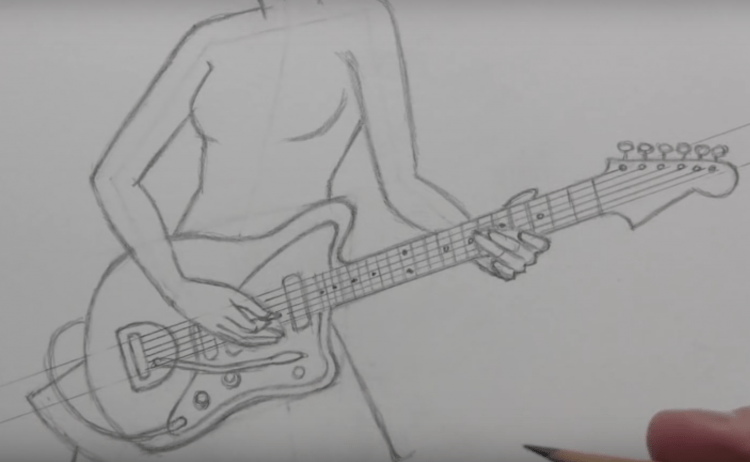 Позы с электрогитарой для рисования
