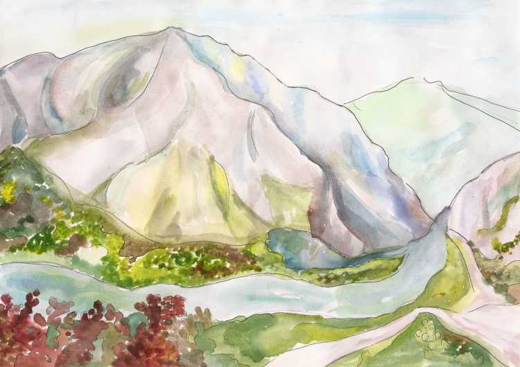 Дагестанские горы рисунок