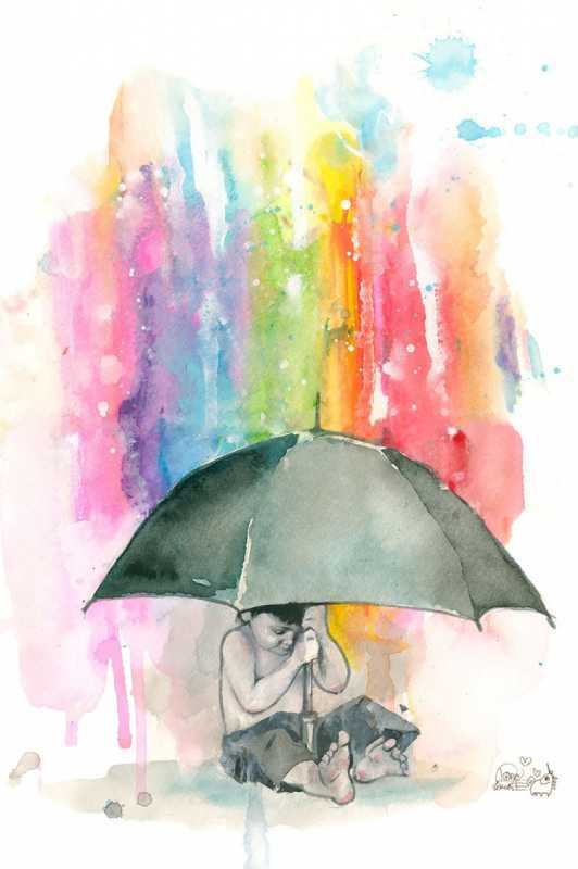 Девочка под зонтом