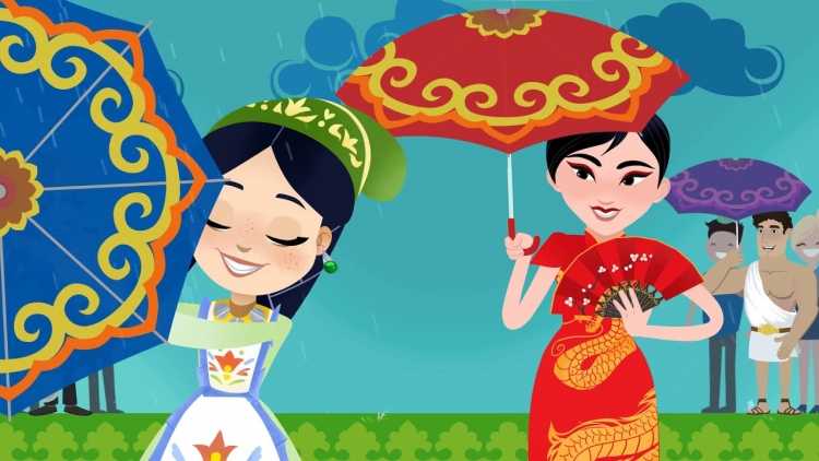 Мультяшные дети на природе