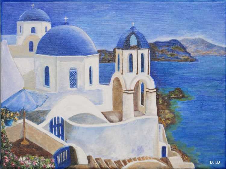 Мастер класс картина Санторини