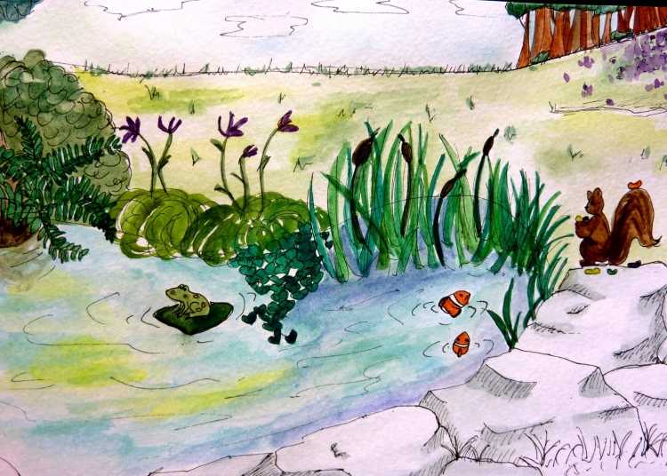 Рисование пруда