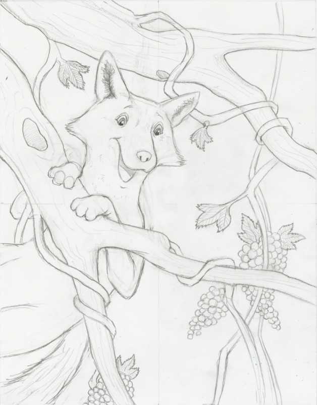 Раскраска басни Крылова ворона и лисица