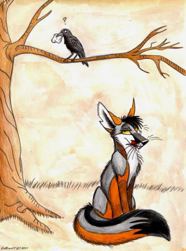 Лиса с вороной
