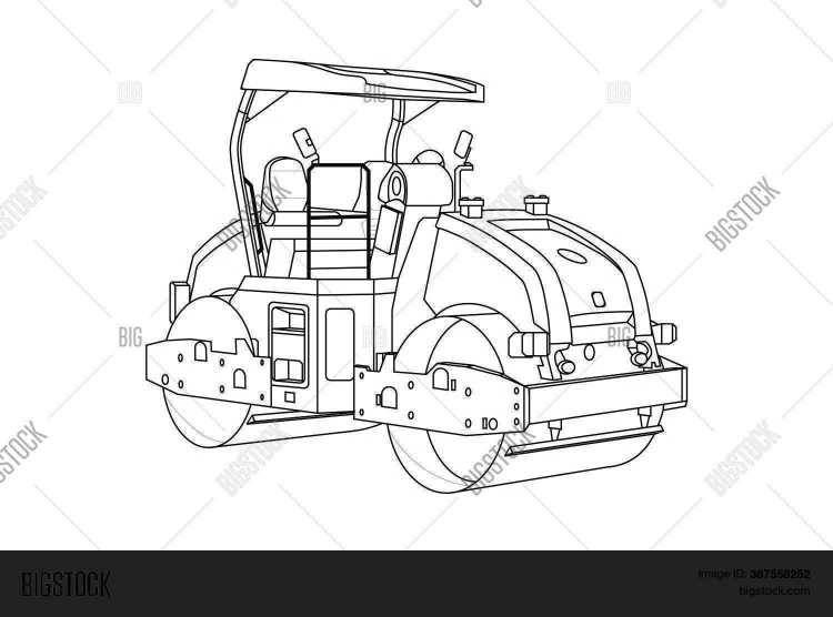 Каток дорожный вид сбоку