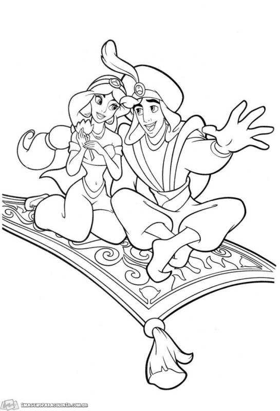 Раскраски для девочек алладин и Жасмин