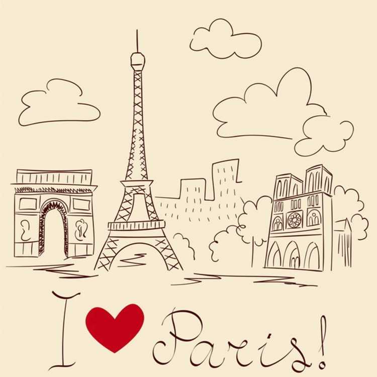 Париж контурный рисунок