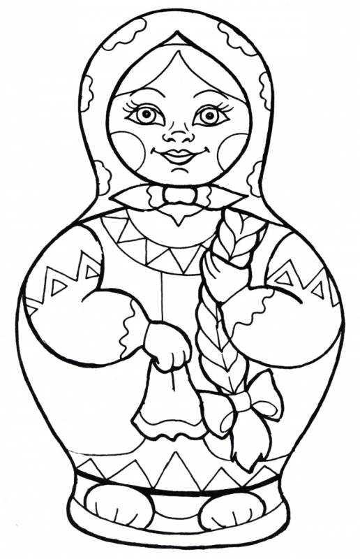 Матрешка раскраска для детей