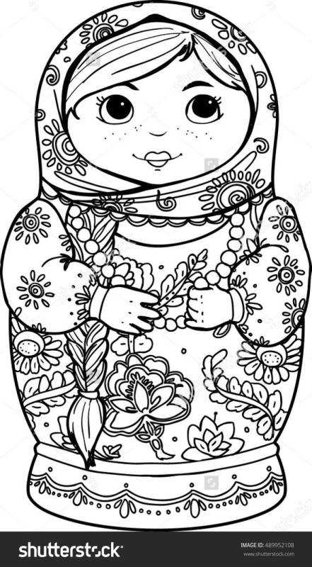 Чувашская Матрешка раскраска