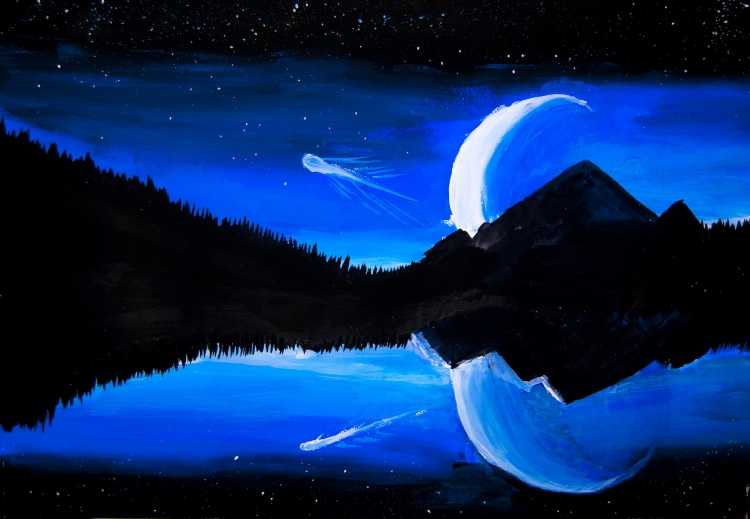 Красивый легкий пейзаж ночной