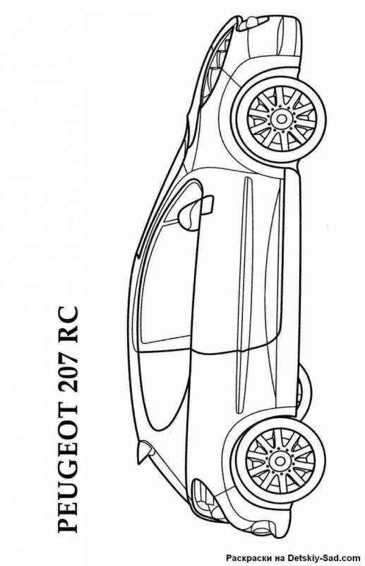Раскраска для мальчиков машинка Пежо