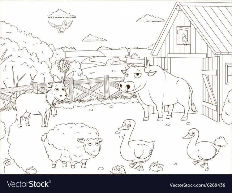 Раскраска Скотный двор для детей