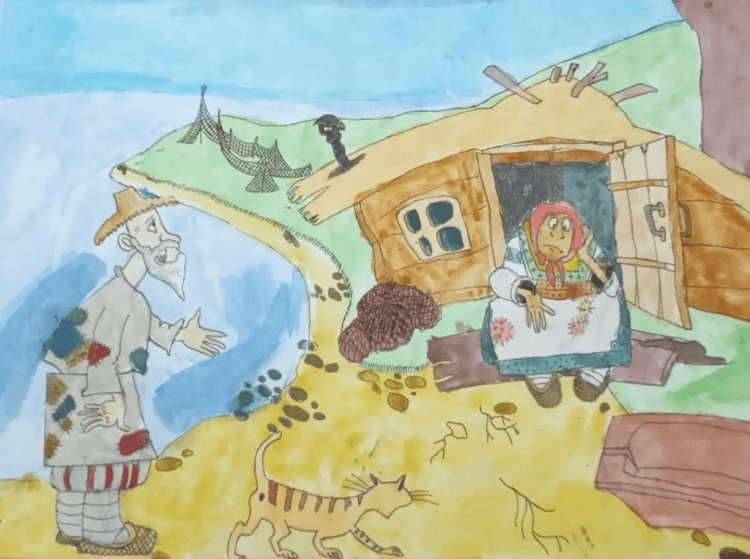 Раскраска Золотая рыбка квиллинг