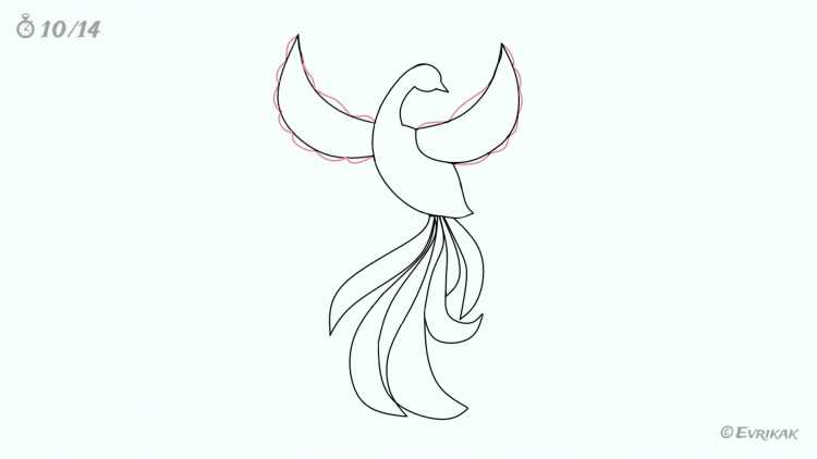 Поэтапно рисование дар птиц