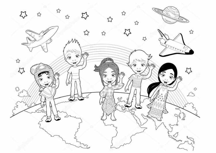 Земля в руках раскраска