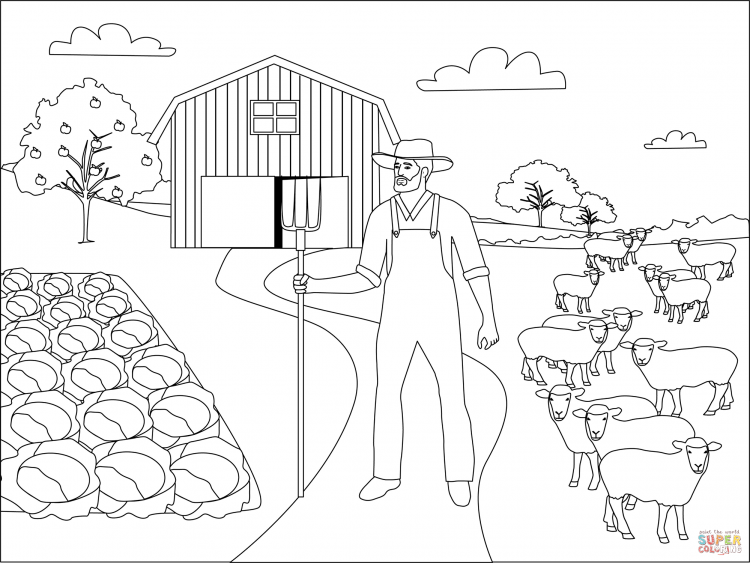 Раскраска животные на ферме
