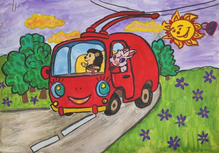Троллейбус детский рисунок