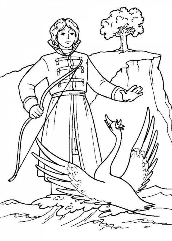 Раскраски к сказке Пушкина о мертвой царевне и семи богатырях