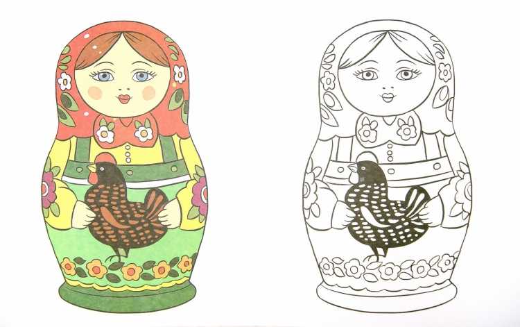 Поэтапное рисование матрешки