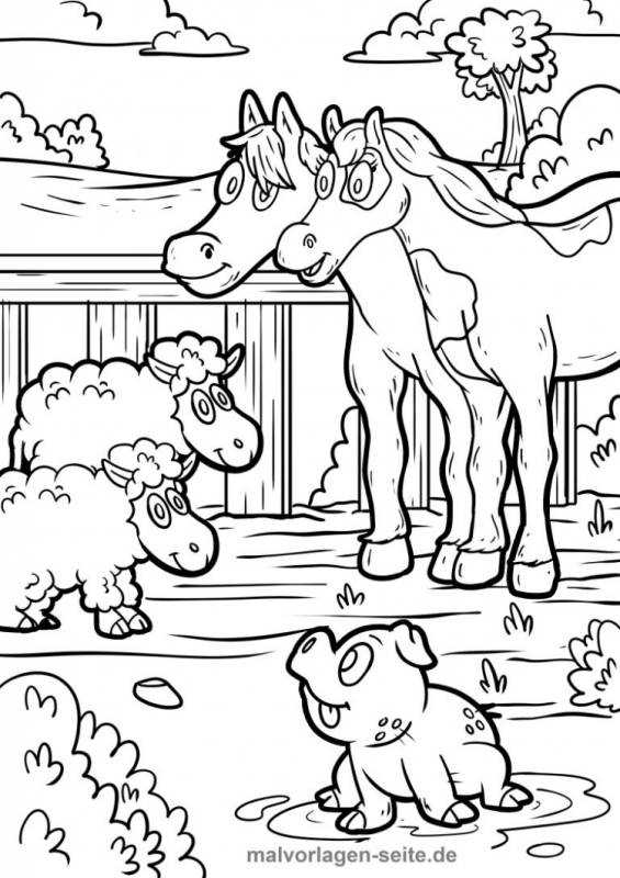 Раскраска животные на ферме