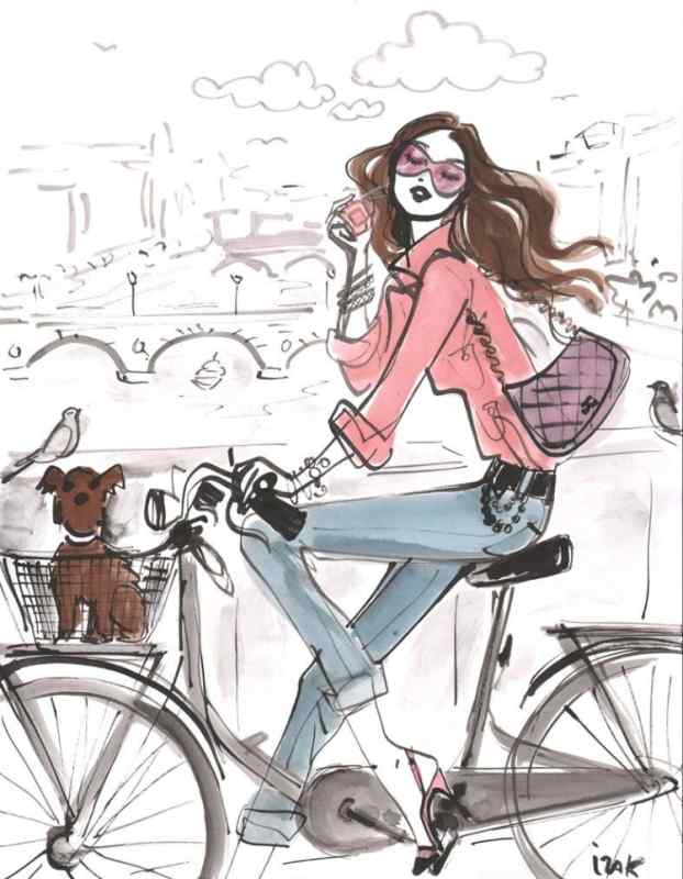 Модные иллюстрации велосипед