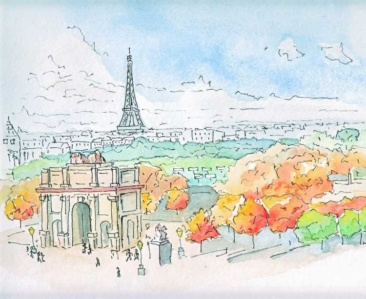 Париж иллюстрации акварель