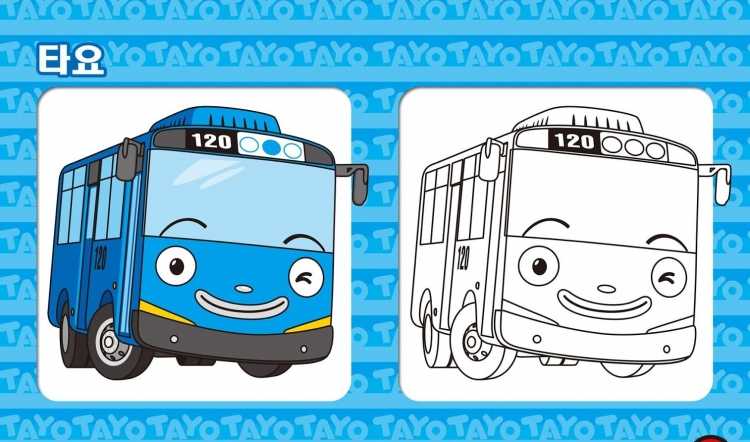 Раскраска автобус Тайо