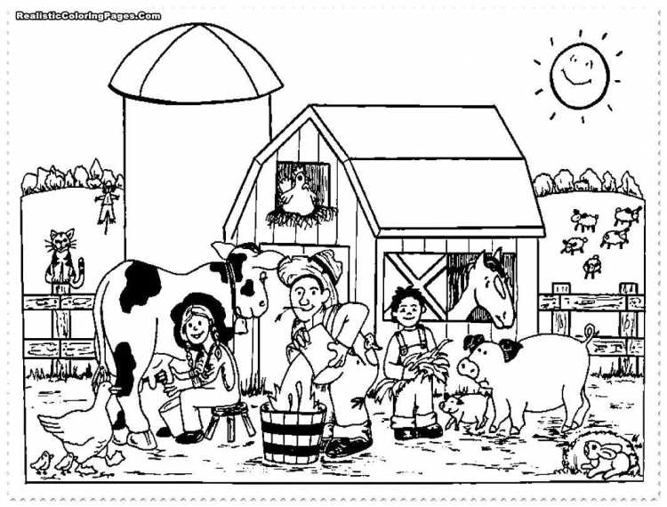 Раскраска животные на ферме