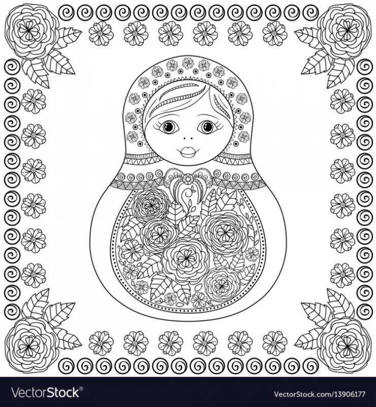 Раскраска антистресс Матрешка