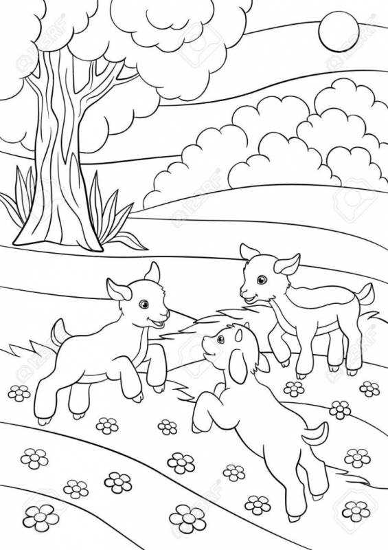 Коза и семеро козлят раскраска