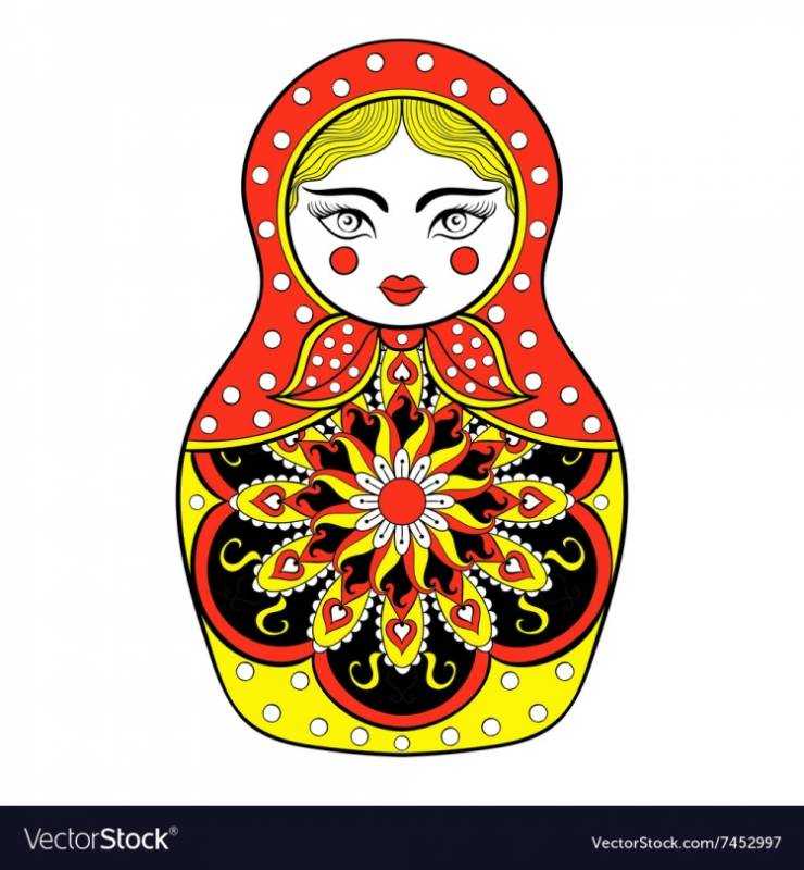 Пермогорская роспись Матрешка