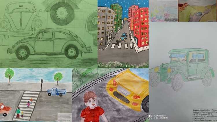 Детский рисунок на тему ПДД