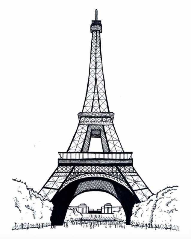 Эйфелева башня карандашом