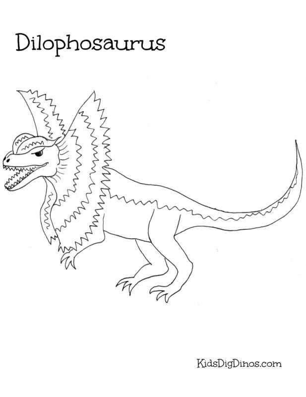 Раскраска динозавр Дилофозавр
