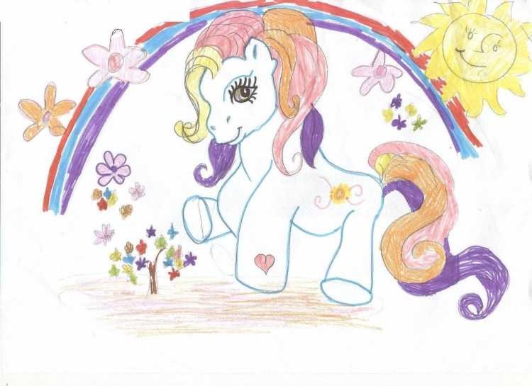 Рисунок конёк горбунок цветными карандашами