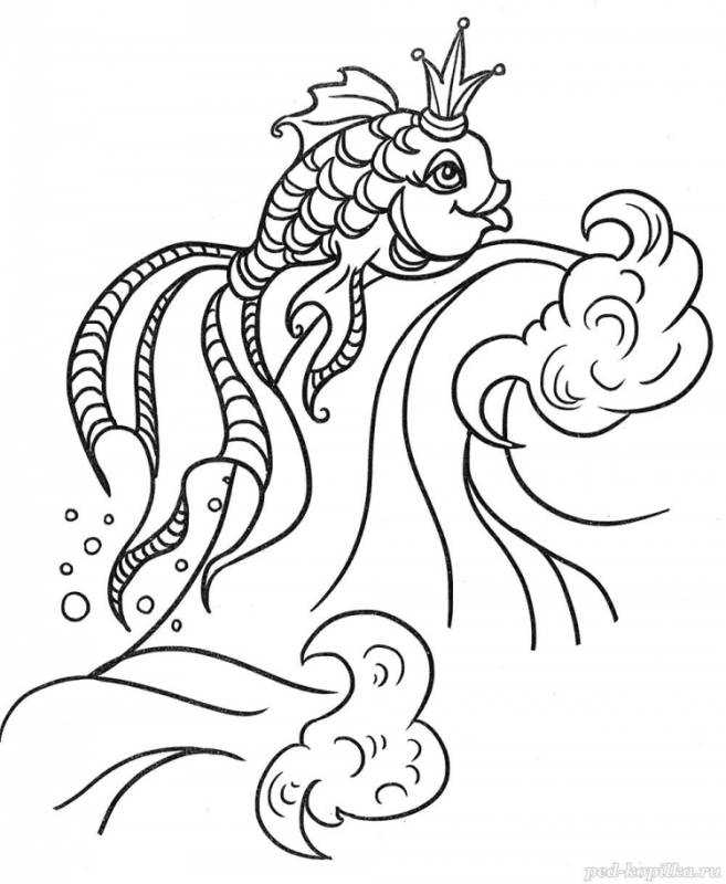 Золотая рыбка раскраска для детей