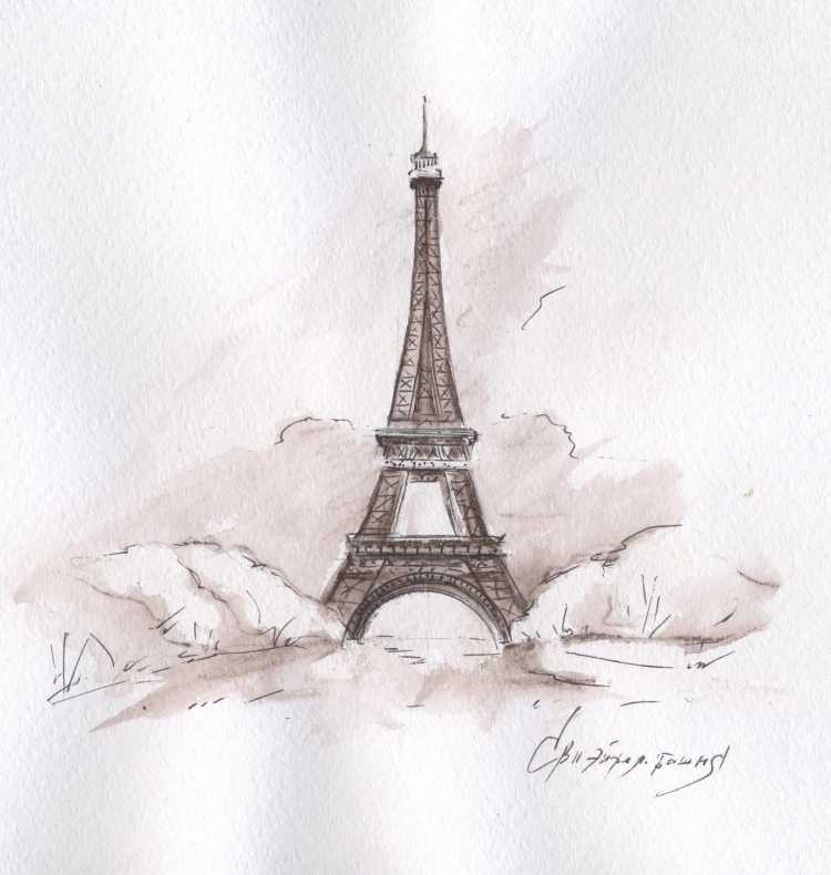 Эйфелева башня рисунок карандашом