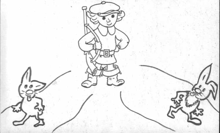 Охотник и заяц раскраска