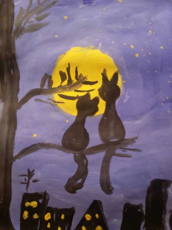 Детские рисунки на тему вечер