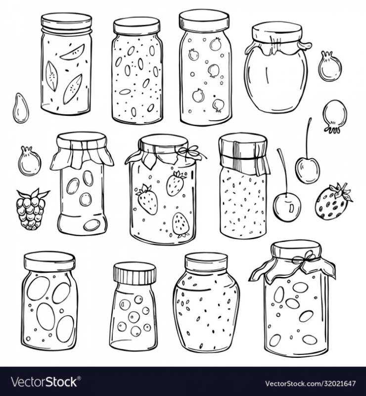 Баночка варенья раскраска